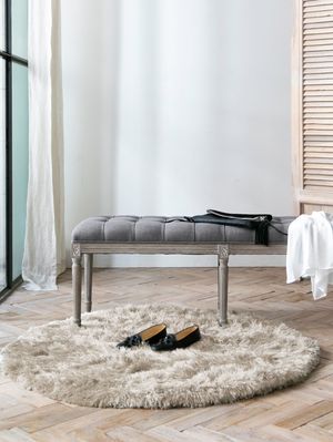 Tapete Redondo Decorativo Shaggy Funky Cream