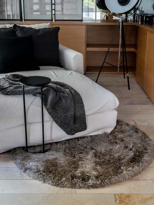 Tapete Rendondo Decorativo Shaggy Funky Grey