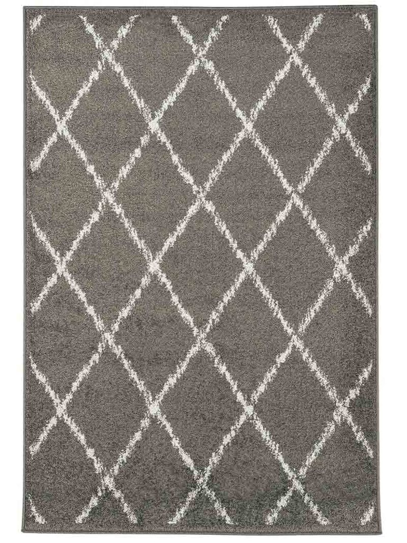 Paco Home Alfombra de pelo bajo en diseño marroquí gris para sala de estar,  tendencia interior, tamaño: 5'3 x 7'3