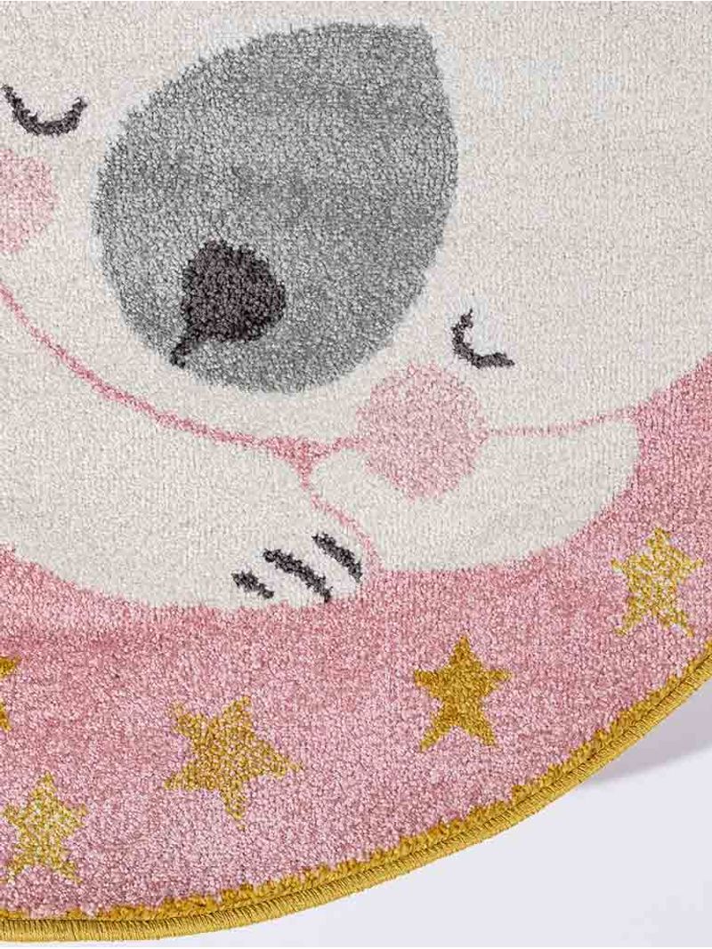 Alfombra-infantil-pelo-corto--REDONDA-OSITO-ROSA-D100-Mihran-05