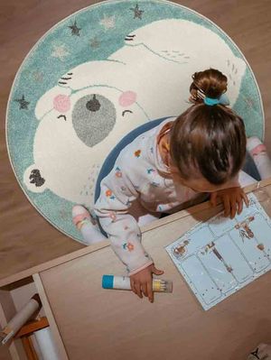 Tapete Decorativo Infantil Redonda Osito Celeste
